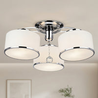 Frosted 3 Light 24 Inch Chrome Flush Mount with Glass Shades