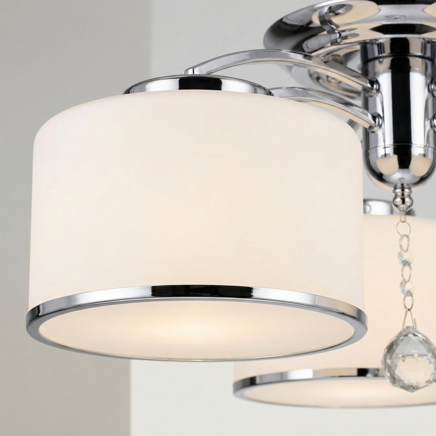 Frosted 3 Light 24 Inch Chrome Flush Mount with Glass Shades