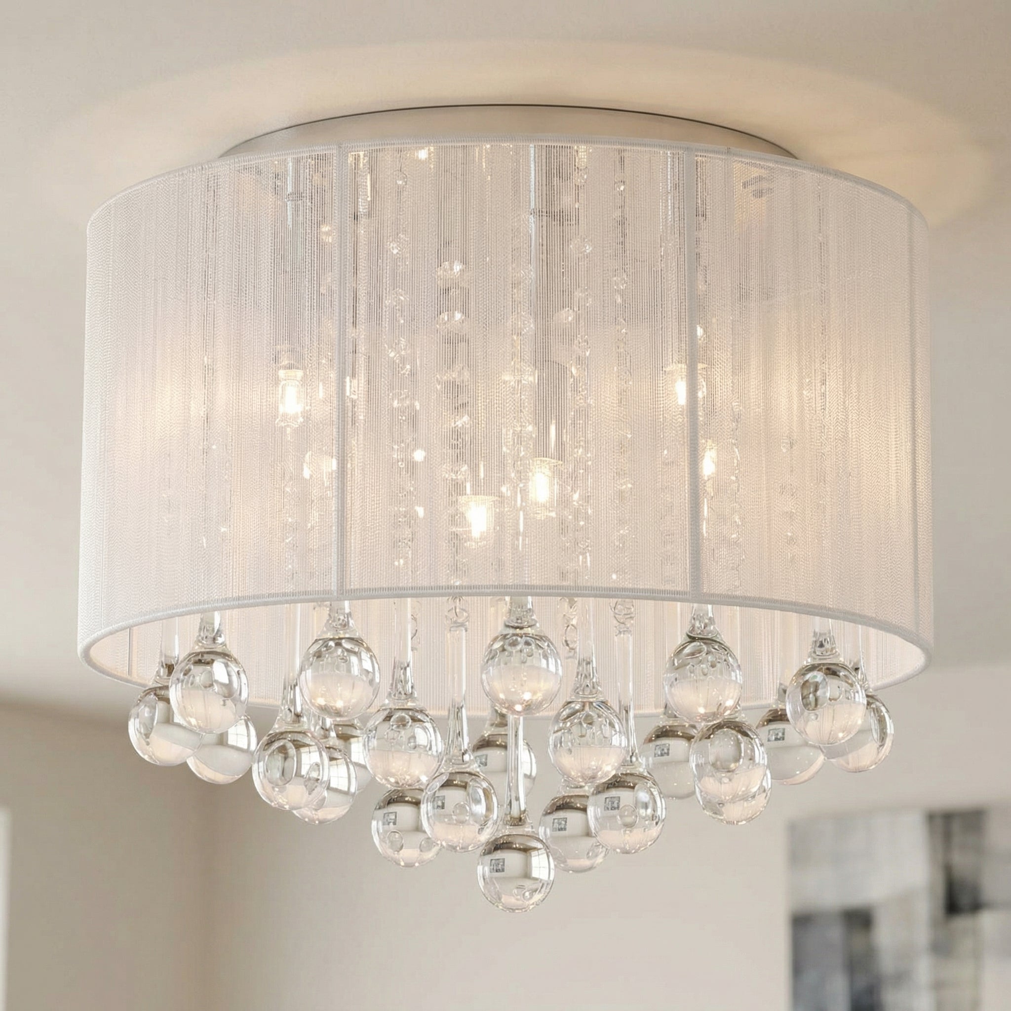 Water Drop 6 Light Chrome Flush Mount