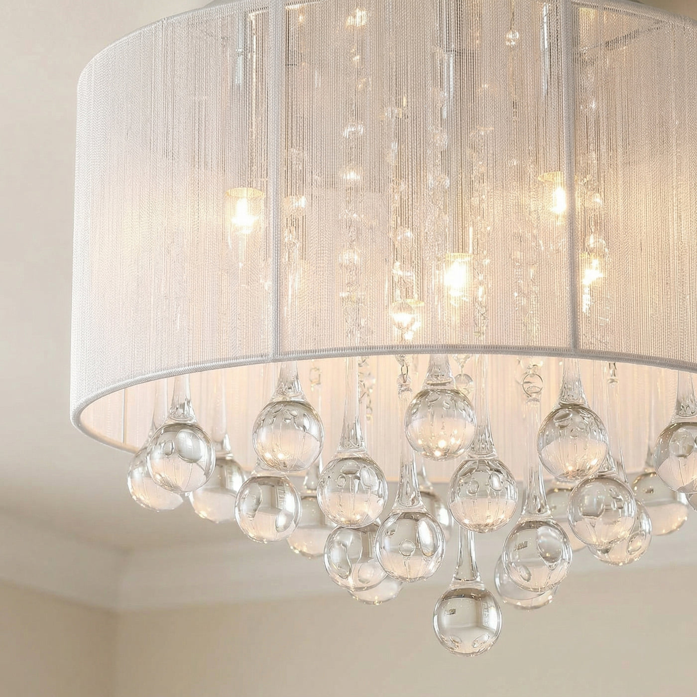 Water Drop 6 Light Chrome Flush Mount