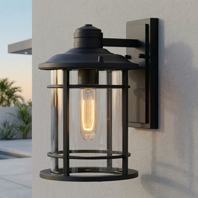 Belmont 1 Light Outdoor Wall Lantern Black Finish