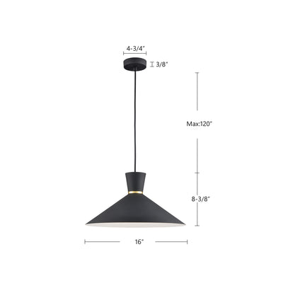 Vanderbilt 16-in Gold-Accented Aluminum Dome Pendant
