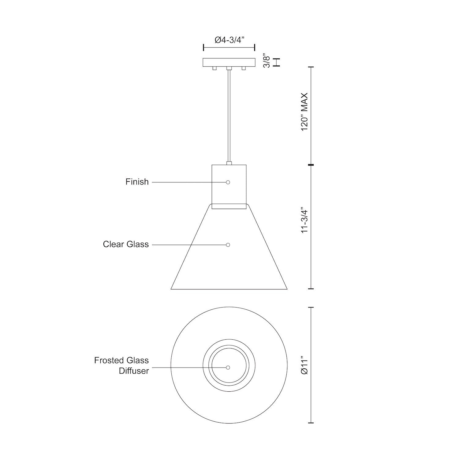 Vanier 11-in Steel Pendant