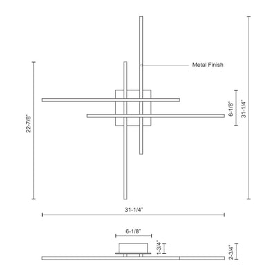 Vega Minor 32-in Aluminum Flush Mount