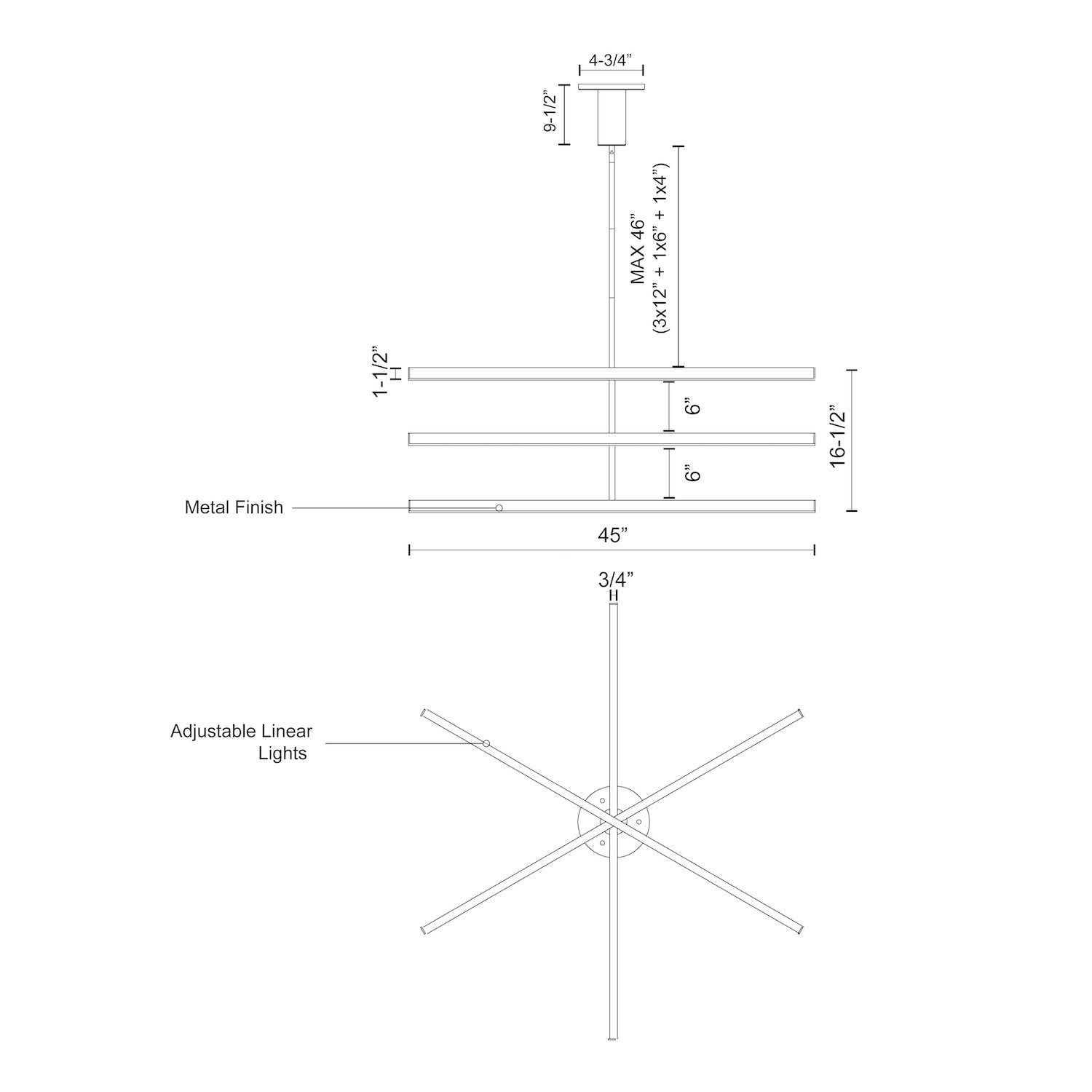 Vega 45-in Aluminum Chandelier
