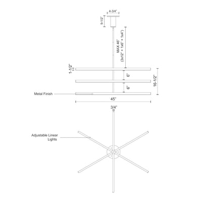 Vega 45-in Aluminum Chandelier