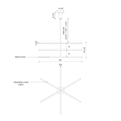 Vega 56-in Aluminum Chandelier