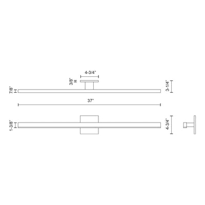 Vega 37-in Aluminum Vanity Light