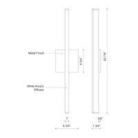 Vega 24-in Aluminum Acrylic Wall Sconce