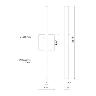 Vega 24-in Aluminum Acrylic Wall Sconce