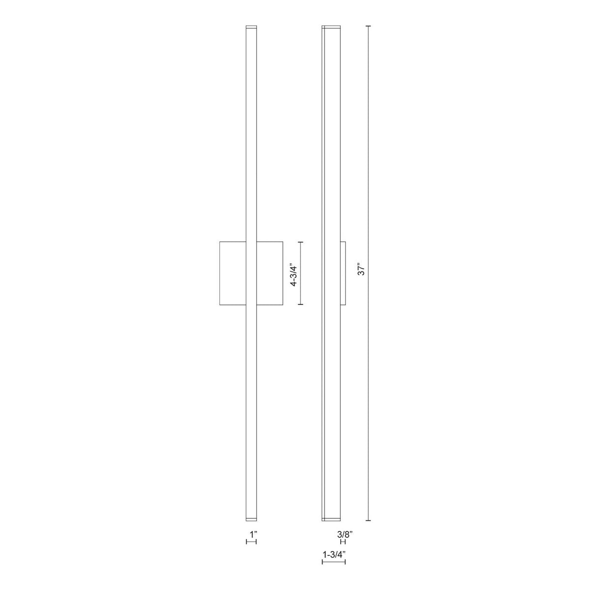 Vega 36-in Aluminum Acrylic Wall Sconce