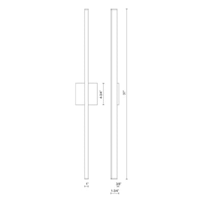 Vega 36-in Aluminum Acrylic Wall Sconce