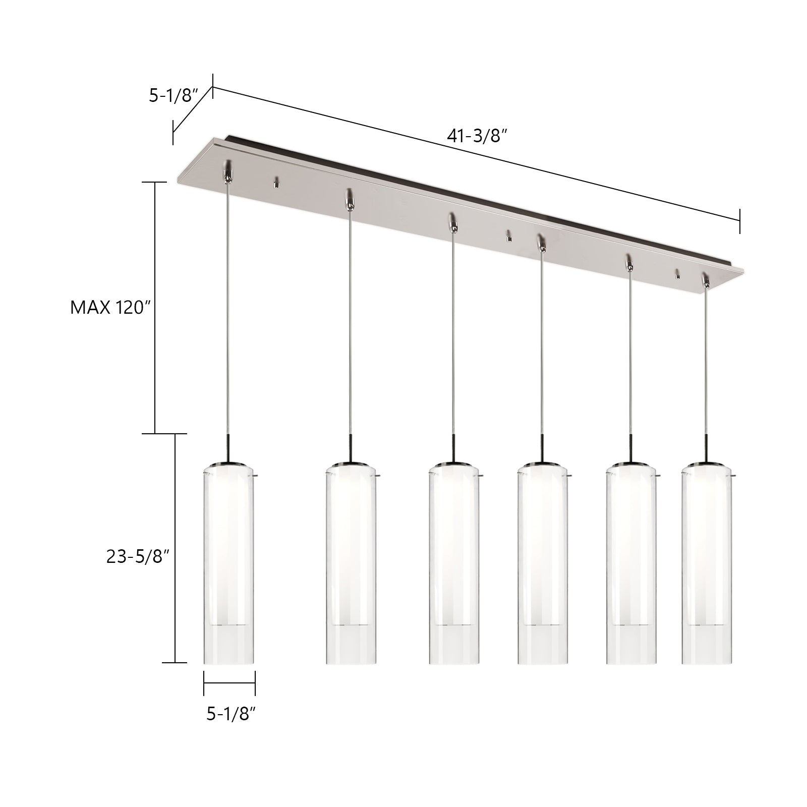 Verona 42-in 6-Light Dimmable LED Multi Pendant