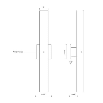 Vesta 28-in Aluminum Wall Light