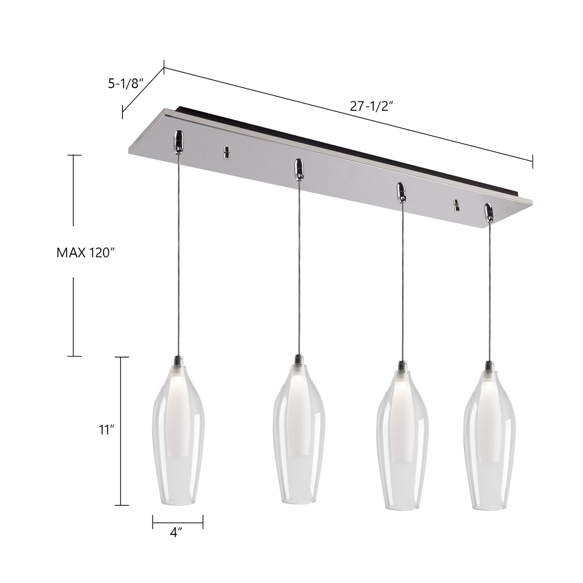 Victoria 25-in 4-Light Dimmable LED Multi Pendant