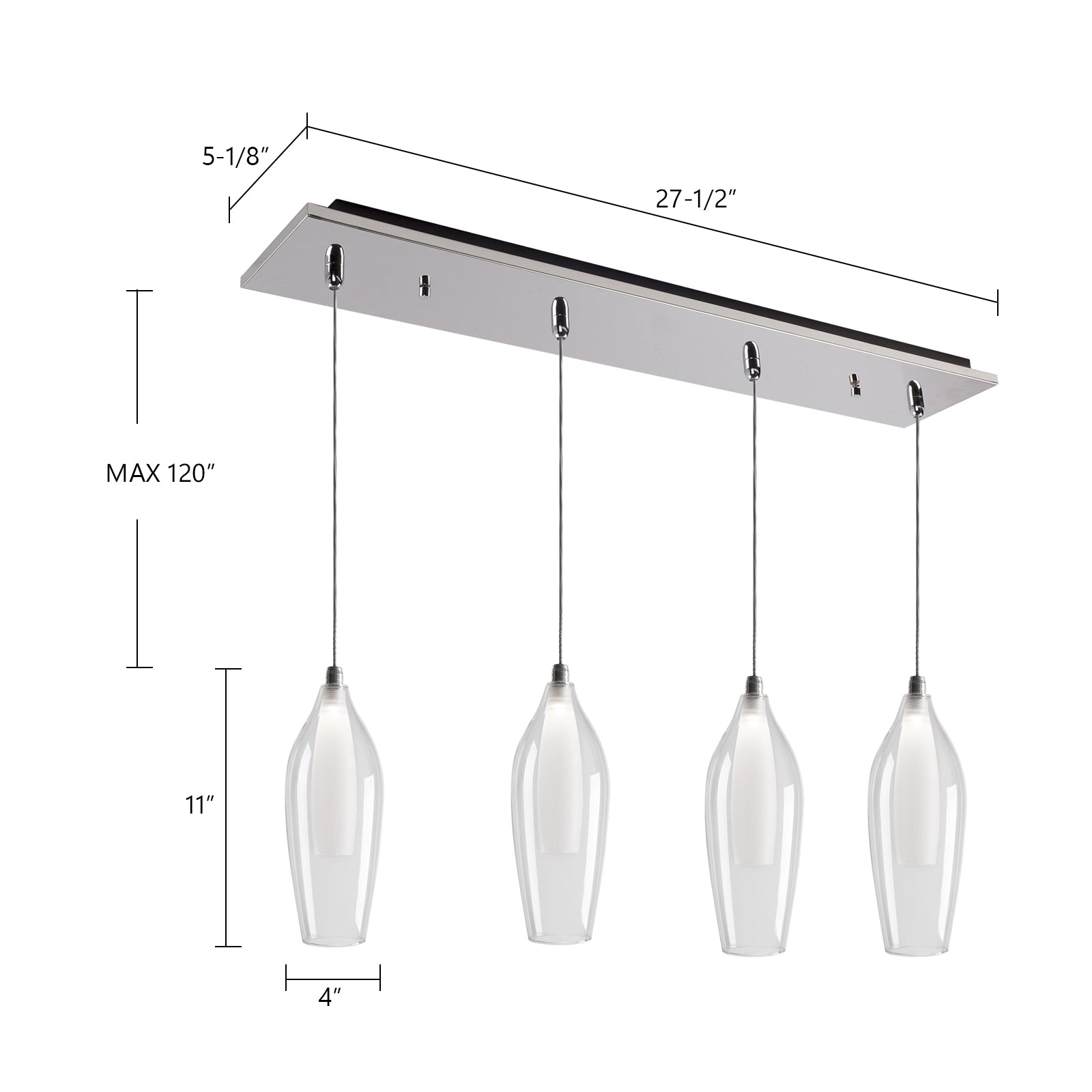 Victoria 25-in 4-Light Dimmable LED Multi Pendant