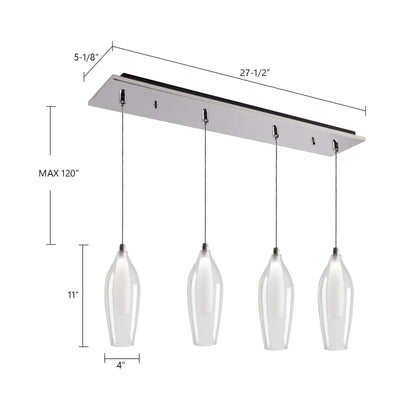 Victoria 25-in 4-Light Dimmable LED Multi Pendant