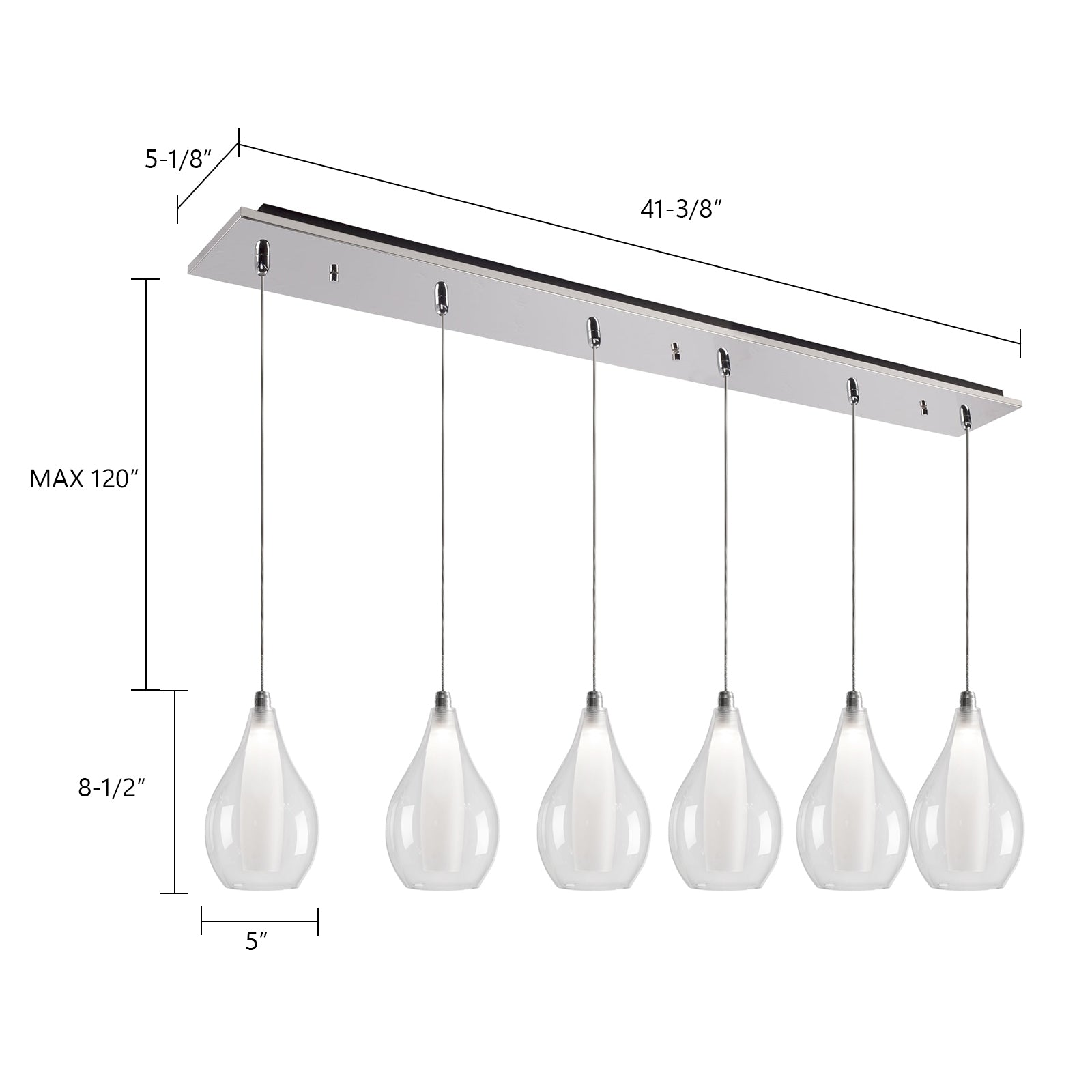 Victoria 42-in 6-Light Dimmable LED Multi Pendant