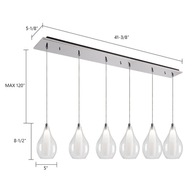 Victoria 42-in 6-Light Dimmable LED Multi Pendant