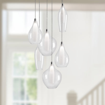 Victoria 6 Head Aluminum Multi Pendant