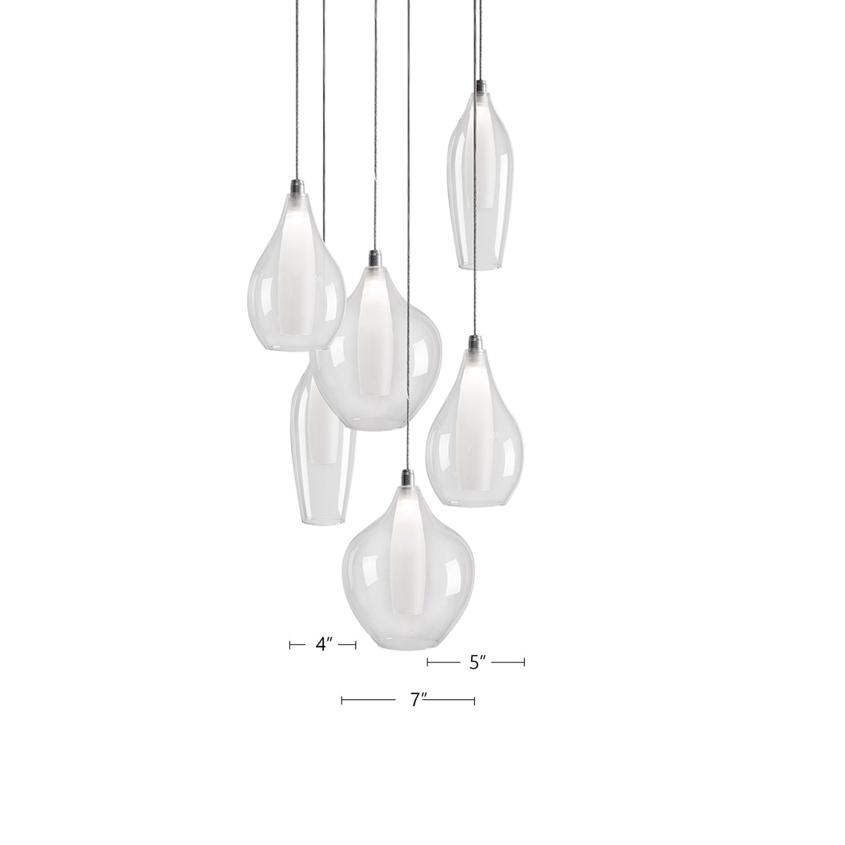 Victoria 6 Head Aluminum Multi Pendant