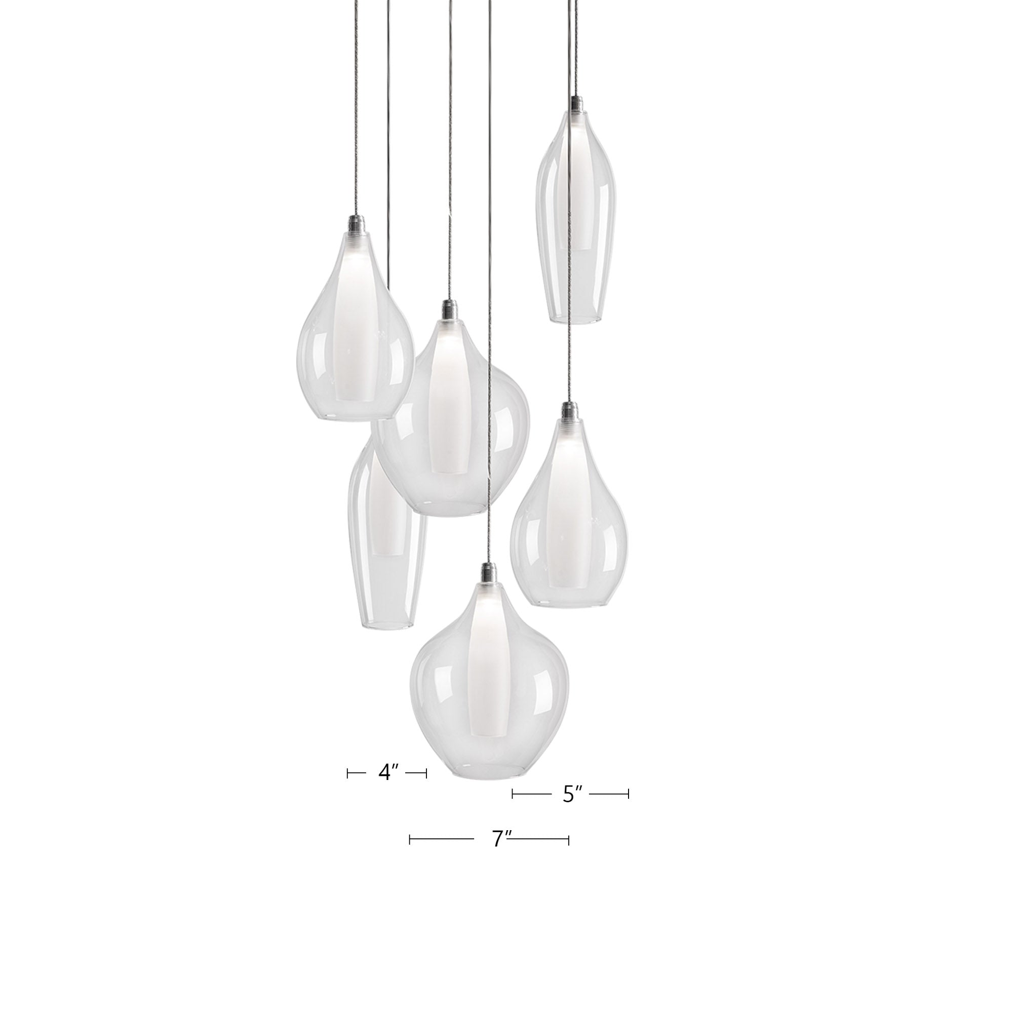 Victoria 6 Head Aluminum Multi Pendant