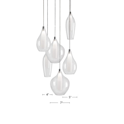 Victoria 6 Head Aluminum Multi Pendant