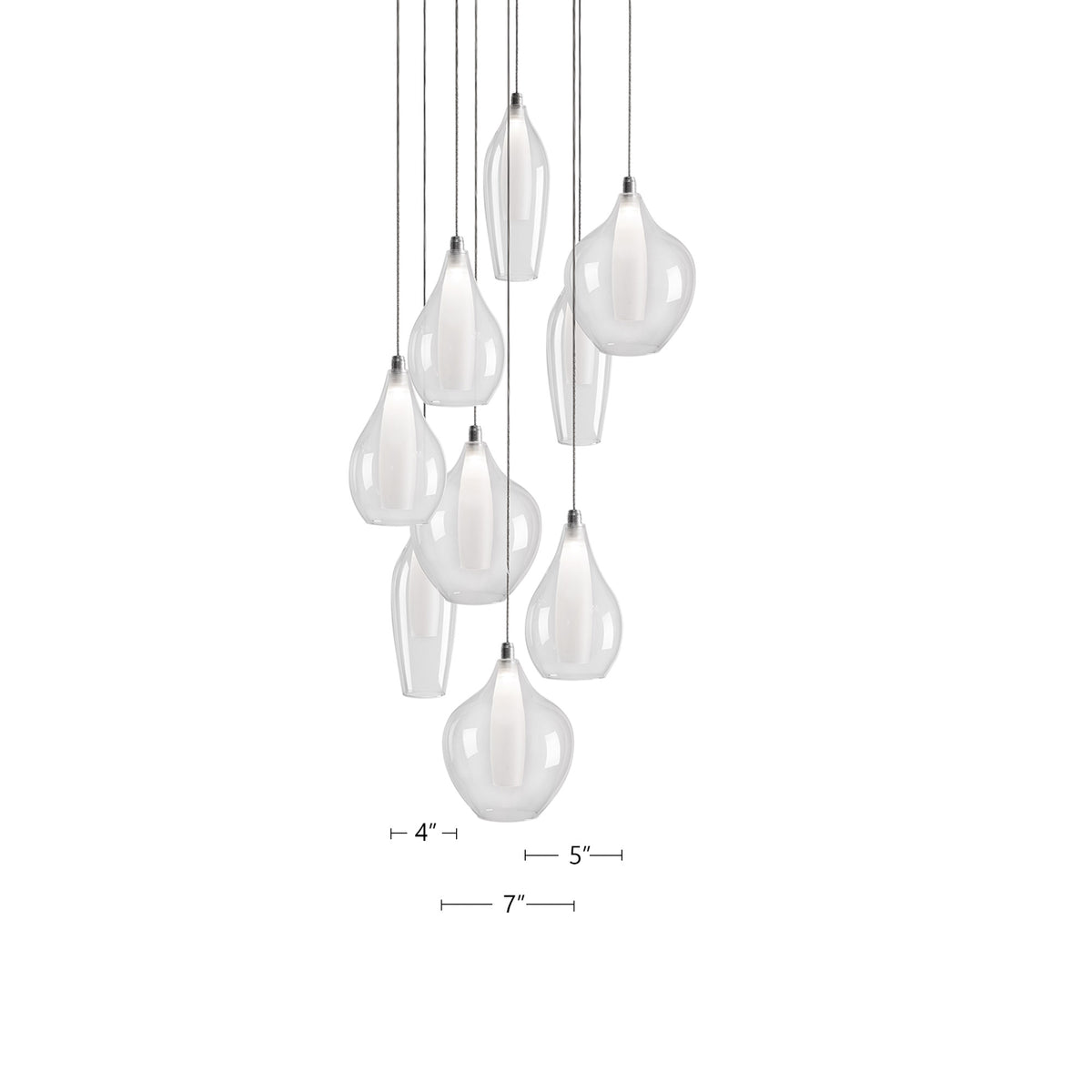 Victoria 9 Head Aluminum Multi Pendant