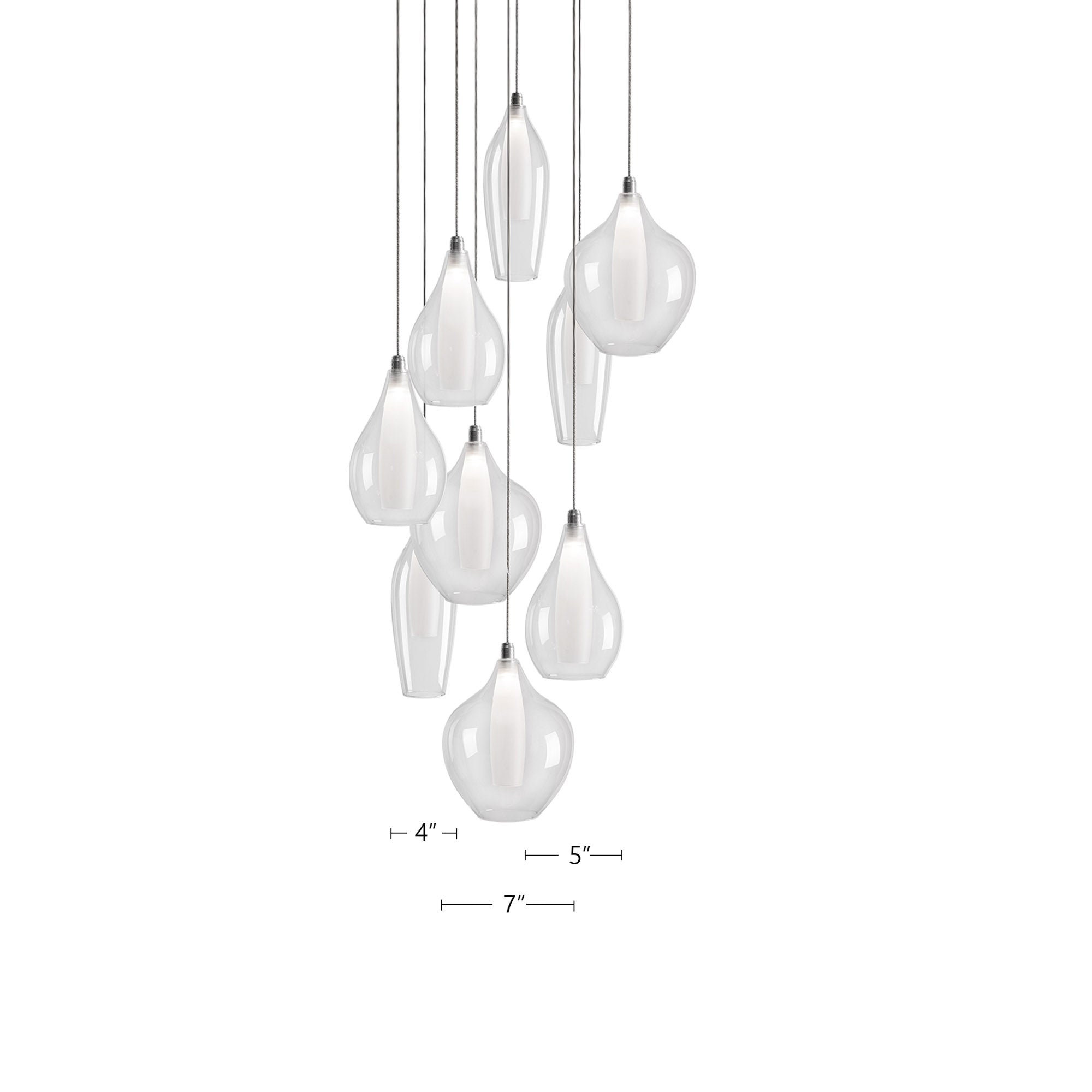 Victoria 9 Head Aluminum Multi Pendant