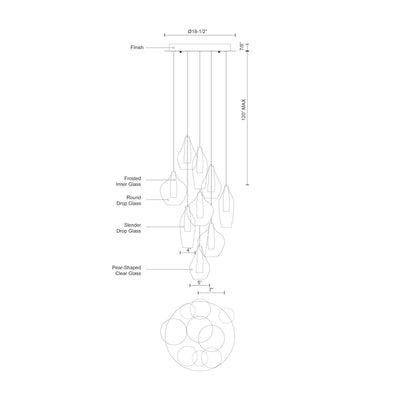 Victoria 9 Head Aluminum Multi Pendant