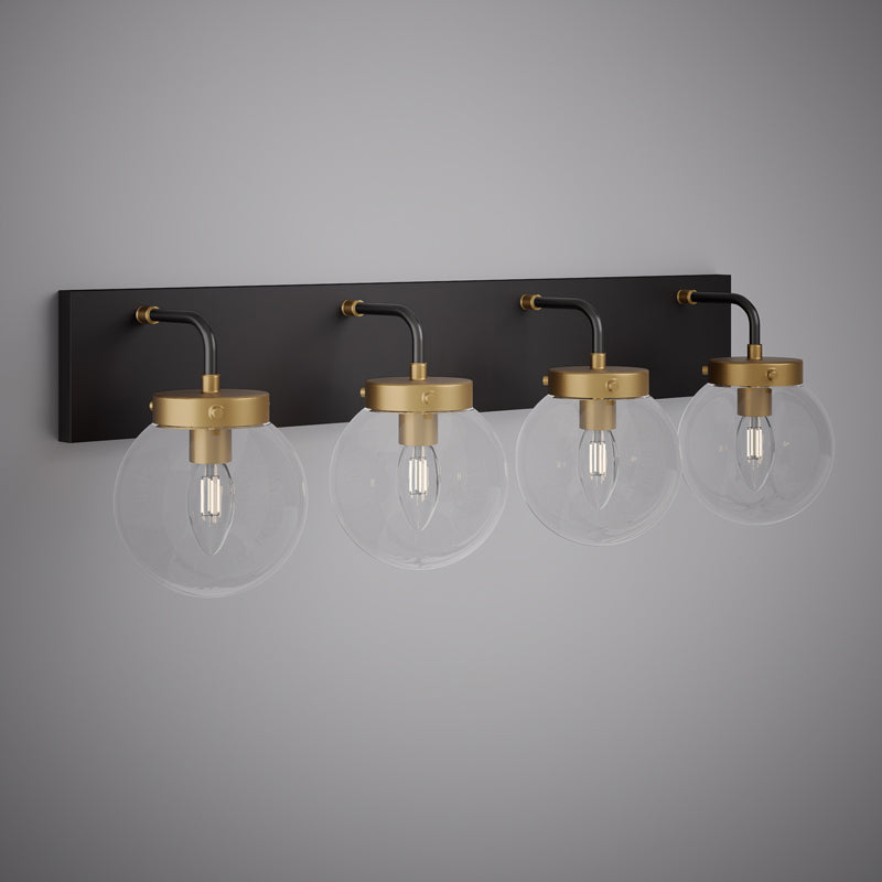 Matte Black/Aged Brass Bianca 4-Light Vanity Light  Clear Glass Dimmable
