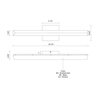 Saphir 23-in Aluminum Vanity Light