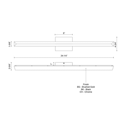 Saphir 34-in Aluminum Vanity Light