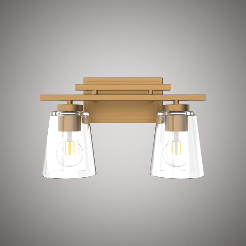 2 Lights Iris 14-in Vanity Light Brushed Brass  Dimmable 120W