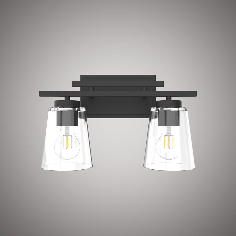2 Lights Iris 14-in Vanity Light Black  Dimmable 120W