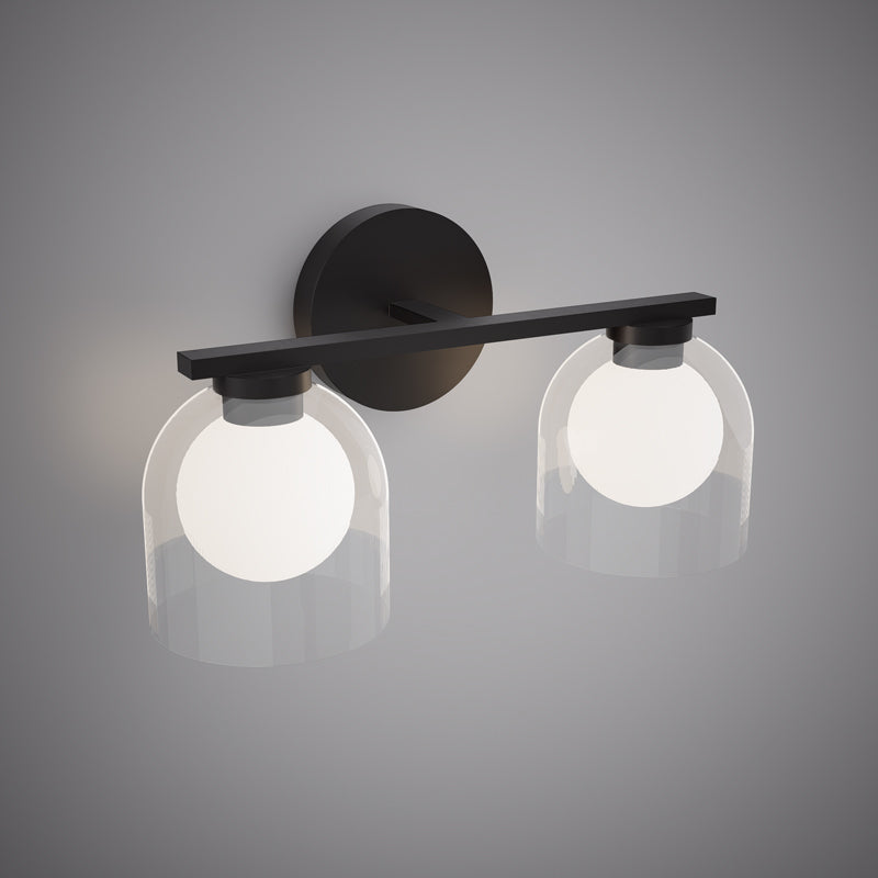2 Lights Elfin 14-in Vanity Light Matte Black  Dimmable 100W