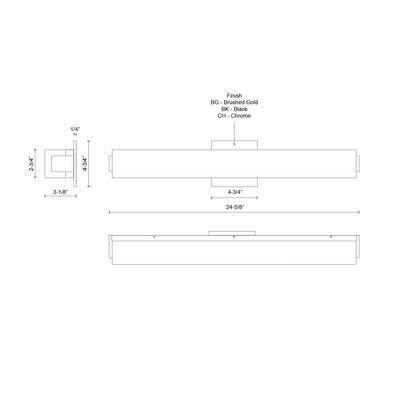 Latitude 25-in Aluminum Vanity Light