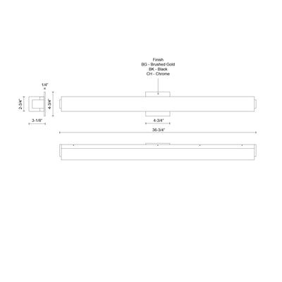 Latitude 37-in Aluminum Vanity Light
