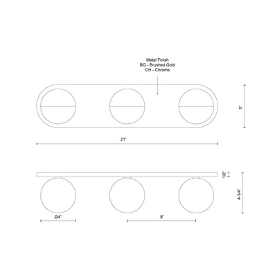 Pluto 21-in Steel Vanity Light