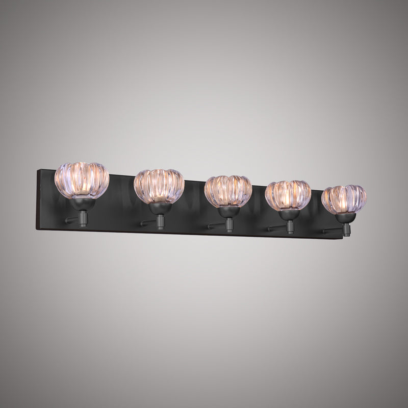 5 Lights Lotus 32-in Vanity Light Black  Dimmable 250W