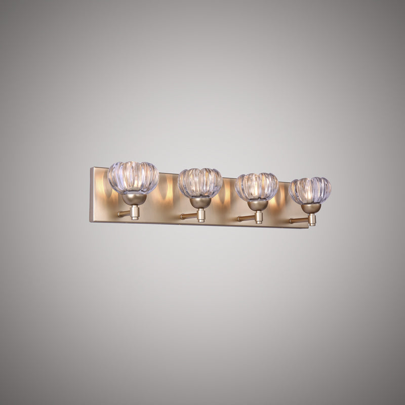 Satin Brass Lotus 4-Light Vanity Light  Dimmable