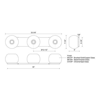 Samar 32-in Steel Vanity Light