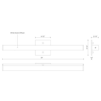 Jane-Slim 24-in Aluminum Vanity Light