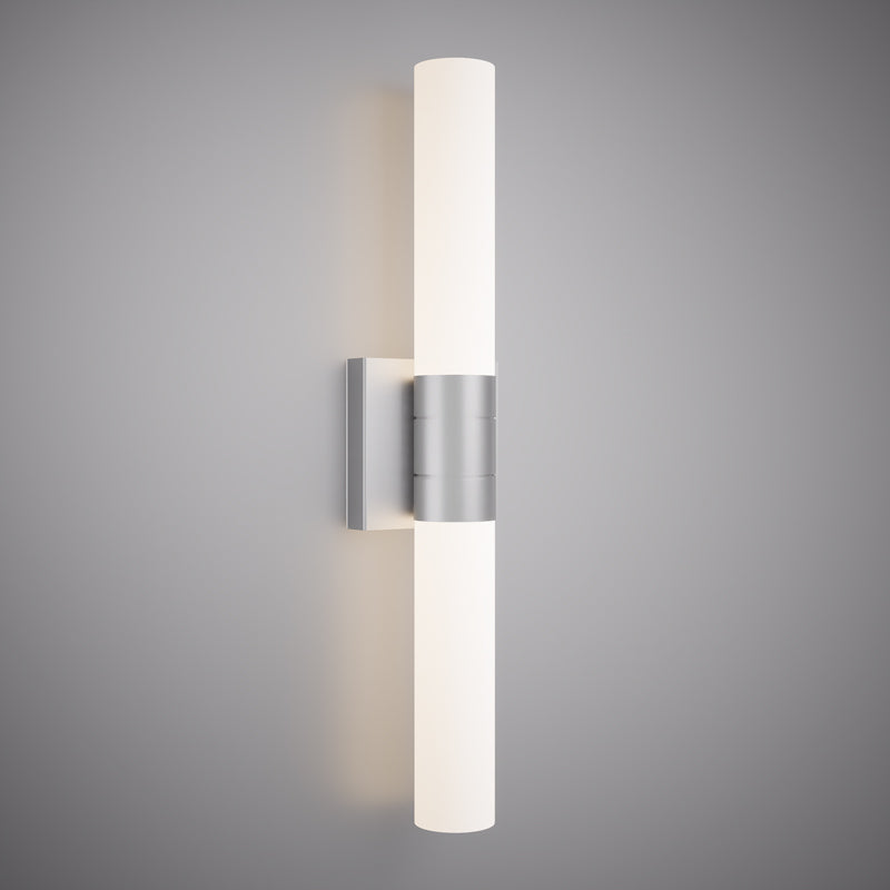 2 Lights Pipe 24-in Wall/Vanity Light Brushed Nickel  Dimmable 120W