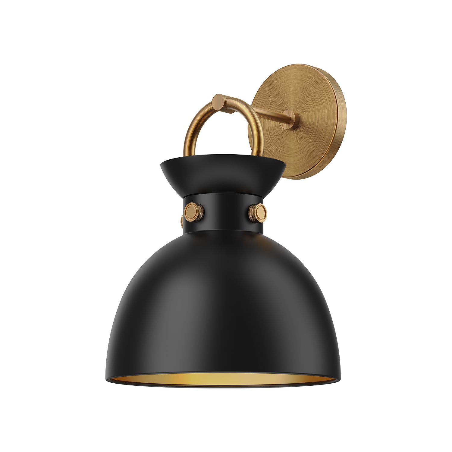 Waldo 9-in Aged Gold/Matte Black 1 Light Damp-Rated Wall/Vanity Light