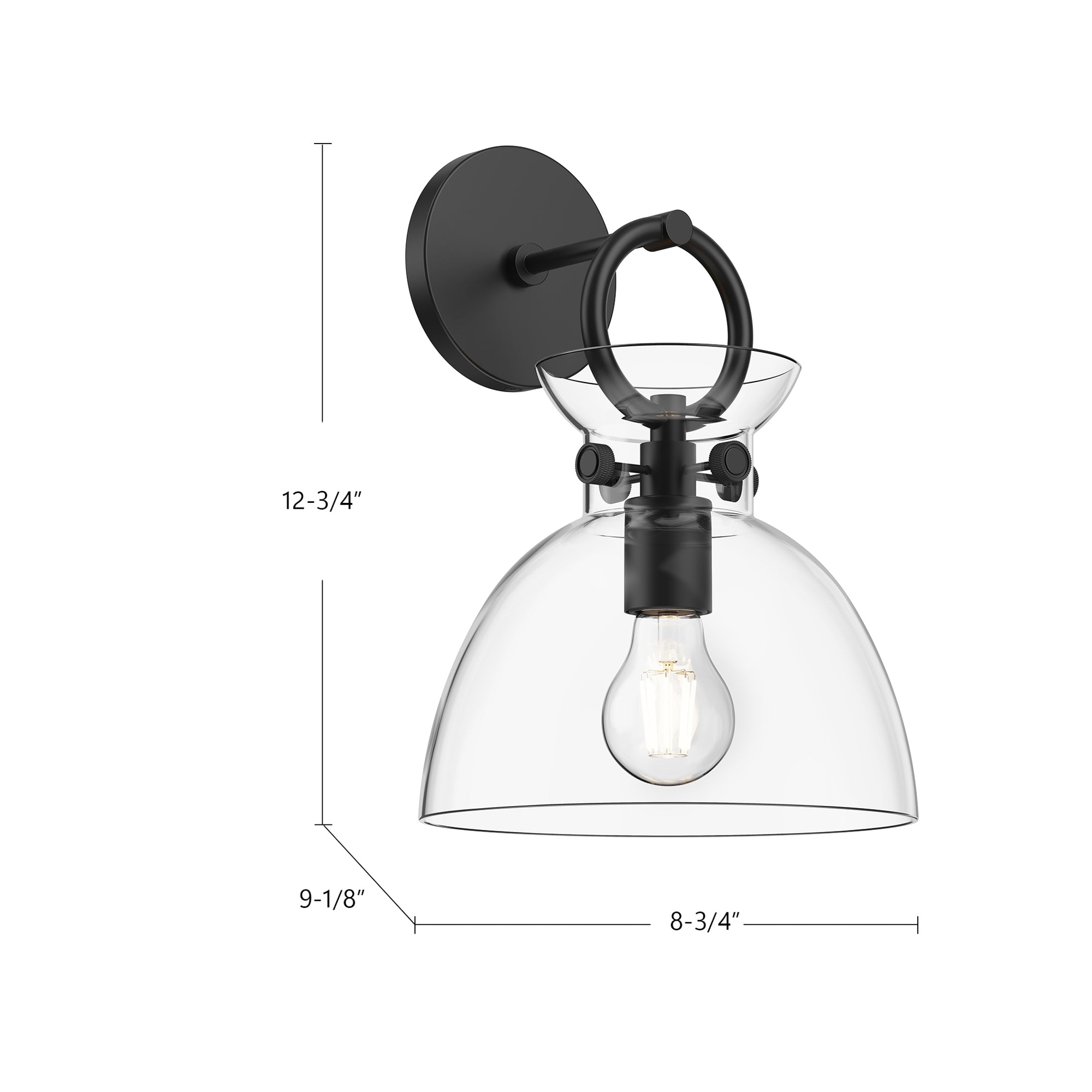 Waldo 9-in Matte Black/Glossy Opal Glass 1 Light Damp-Rated Wall/Vanity Light