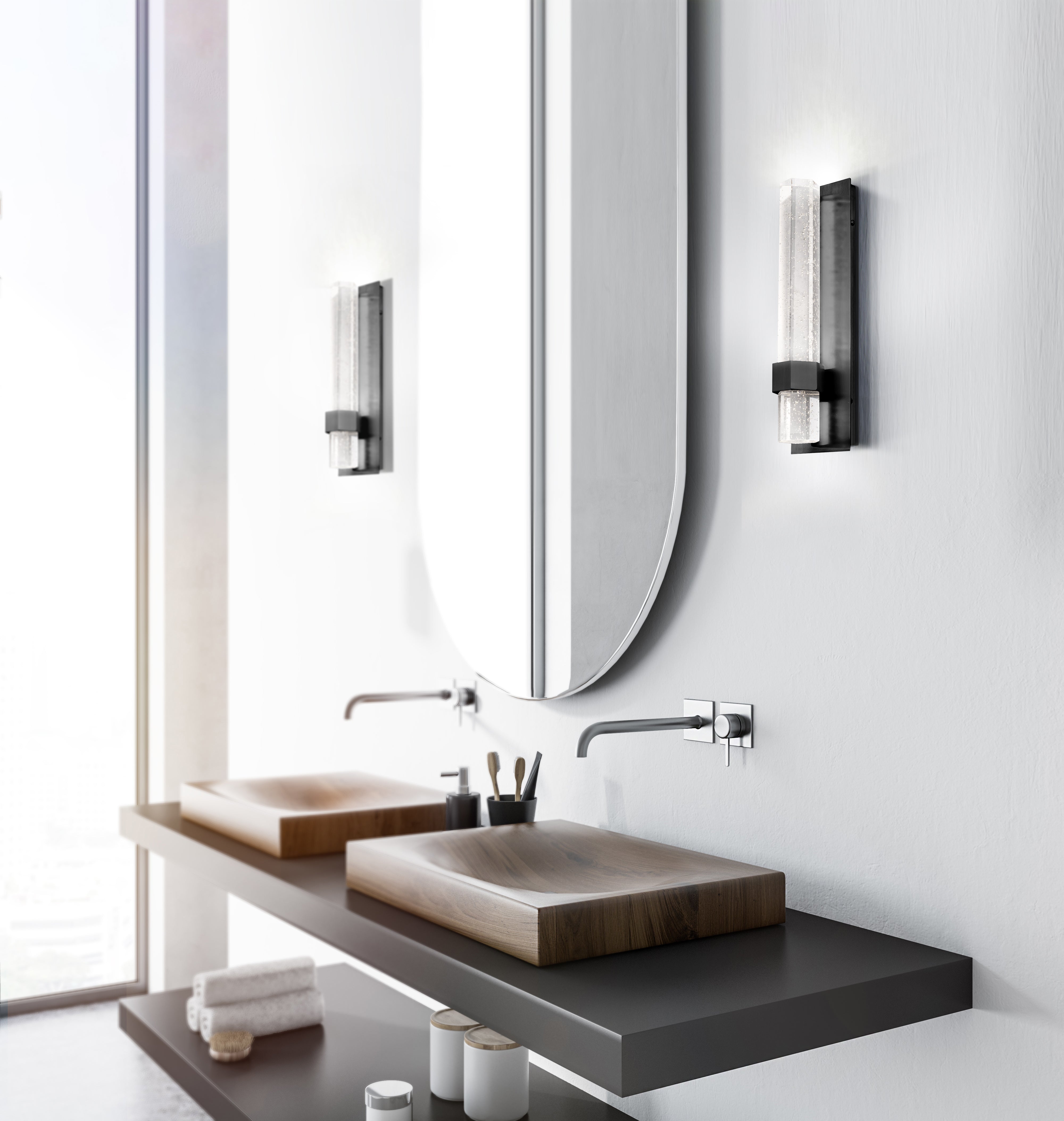 Warwick 15-in Aluminum Steel Crystal Wall Sconce