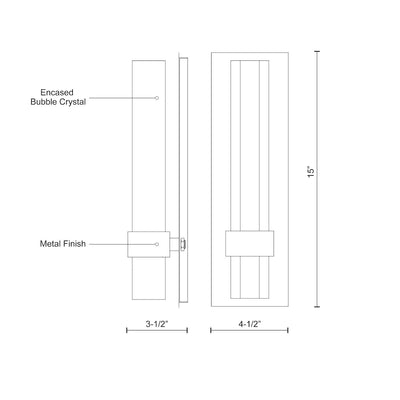 Warwick 15-in Aluminum Steel Crystal Wall Sconce