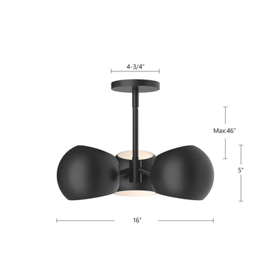 Willow 16-in 3 Lights matte Black Pendant
