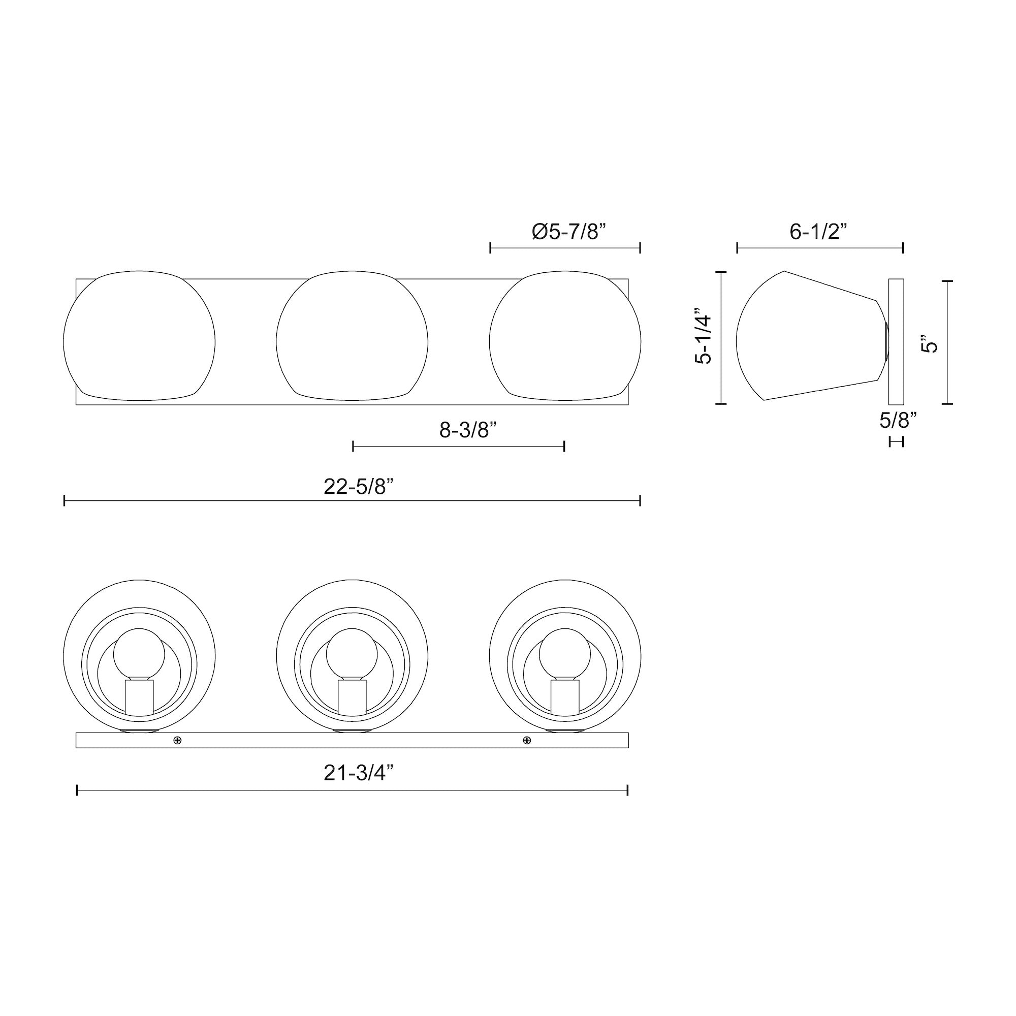 Willow 22-in Steel 3 Lights Vanity Light